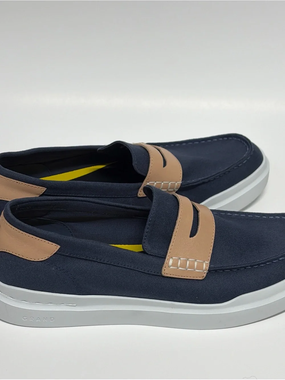 Cole Haan Men’s 10.5M Grand360 Blue Canvas Shoes Slip On Penny Loafers